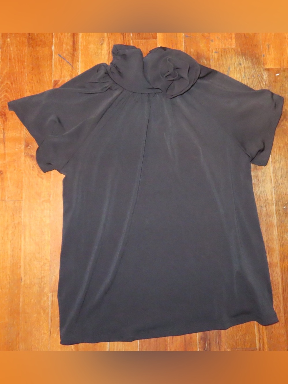 Cable & Gauge Black High-Neck Short Sleeve Blouse